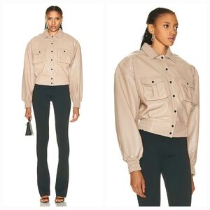 THE MANNEI Leather Parla Jacket in Beige Size 36 NWT 